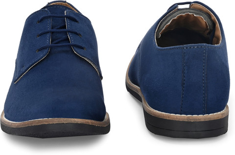 Hirel's Hirel's Blue Suede Derby Casual Shoes Casuals For Men