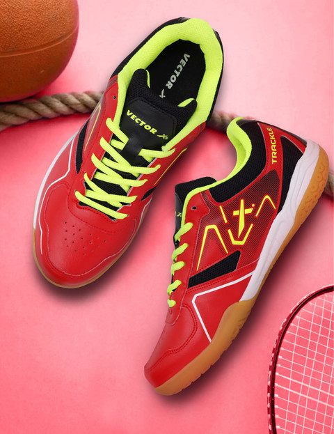VECTOR X TRACKLE Synthetic Leather, Mesh Upper|Eva Phylon, Crepe Rubber  Sole Badminton Shoes For Men