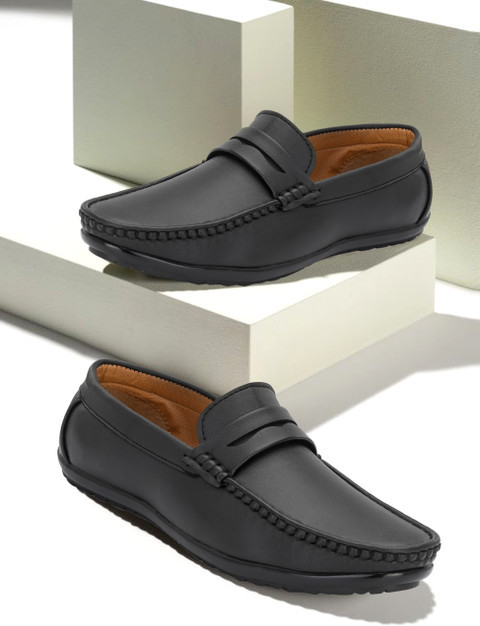 Stylelure Leather Premium Black Formal Shoes Loafers For Men