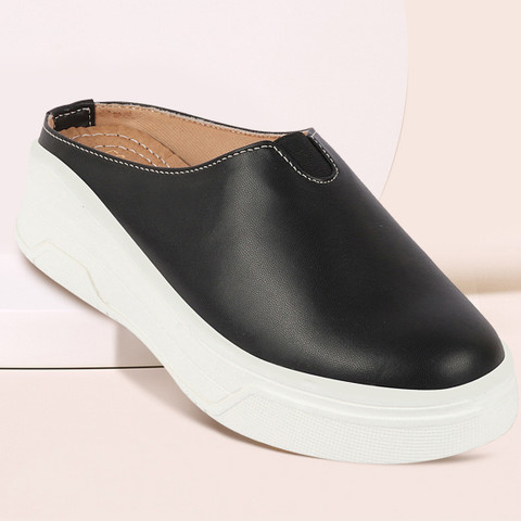 FAUSTO Outdoor Fashion Comfort Open Back Platform Heel Slip On Casual Shoes  Loafers For Women