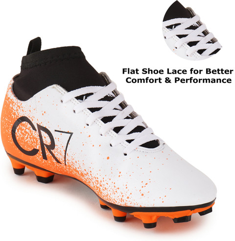 CR7 Axpro CR7 Ronaldo White Ankle Synthetic TPU Studs Football Shoes