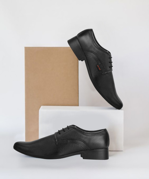 RED CHIEF Genuine Leather Formal Derby Shoes for Men Black RC3496