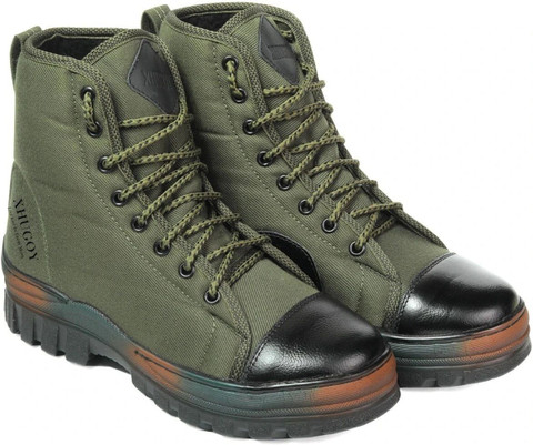 XHUGOY JB-2 Men's Green Jungle Combat Hunter Boots PU High Ankle Boots For  Men