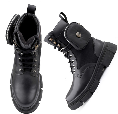 bacca bucci ASSASSIN brushed leather combat boots for Men with detachable  coin pocket Boots For Men