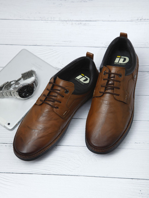 iD Tan Comfort Dual Tone Lace-Up Casual Shoes for Men Corporate