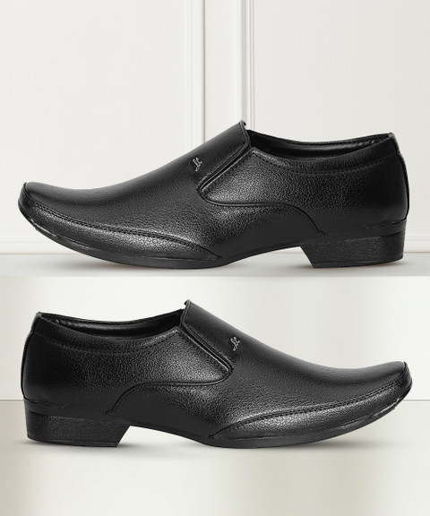 Kraasa Men Synthetic Leather Office Black Formal Shoes Slip On Shoe For Men