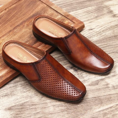 HIKBI Leather Half Formal Shoes Back Open Shoes Mojaris For Men