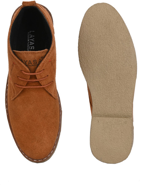 Layasa Men Mid-Top Solid Suede Desert Boots For Men