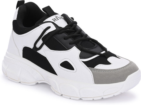 White Sole Chunky Black And White Sneakers Arivo Men's Chunky