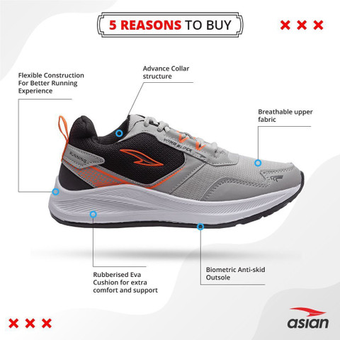asian Thar-01 Grey Sneakers,Sports,Training,Gym,Walking,Stylish