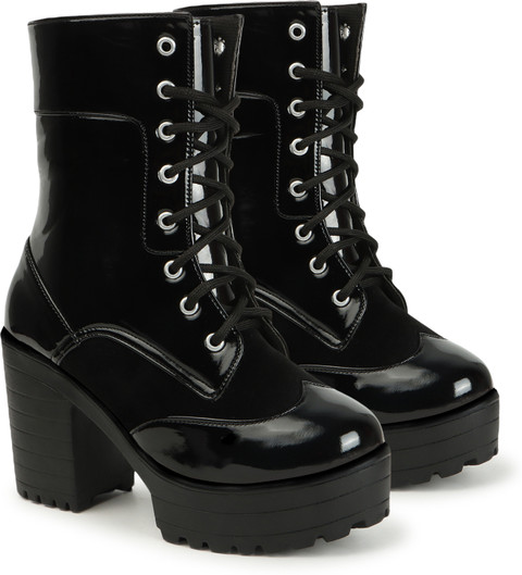 STRASSE PARIS Bold and Breezy Black Patent Leather Ankle