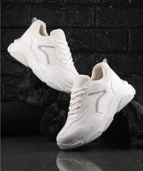 Sneaker Branded Shoes For Women Roadster Women White Solid Chunky