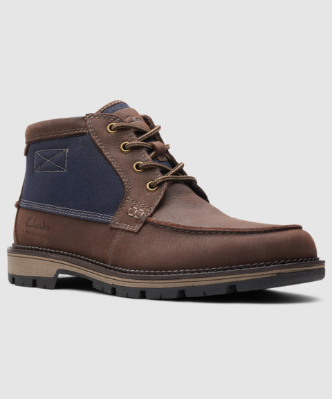 CLARKS Clarks Maplewalk Moc Dark Brown Combi Boots For Men