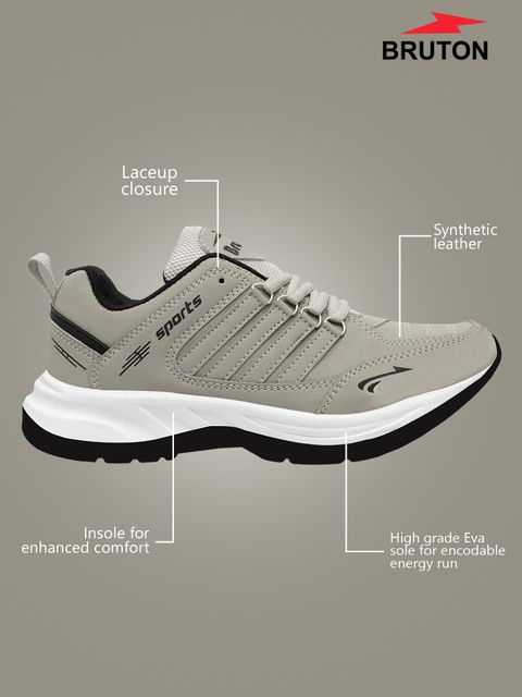 BRUTON Lite Casual Sneakers for Men, Grey, Size 9 - Image 7
