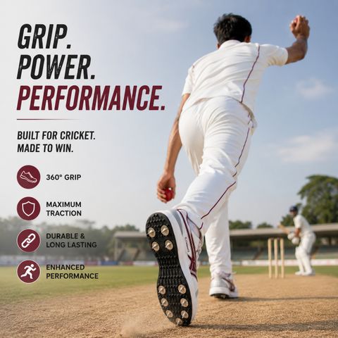 Proase F/S-101 Cricket Shoes For Men (Red, White , 6) - Image 6