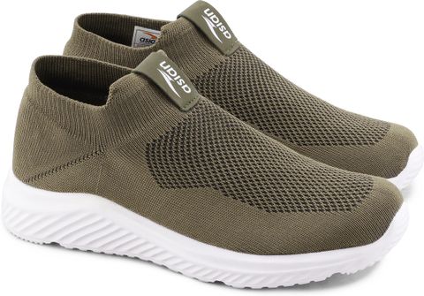 Asian Moonwalk-01 Men's Slip-on Walking Shoes, Olive, Size 9 - Image 7