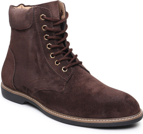 Teakwood Leathers Men Brown Solid Round Toe Suede Mid-Top Flat