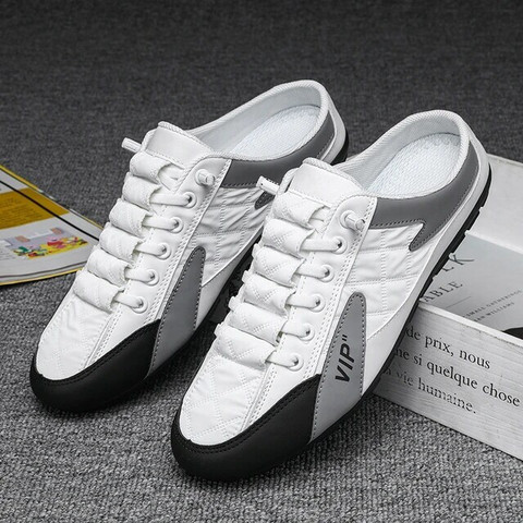 Passeo Stylish Men's Half Back Open Backless Footwear, Lace Up Outdoor  Casual Sneakers For Men