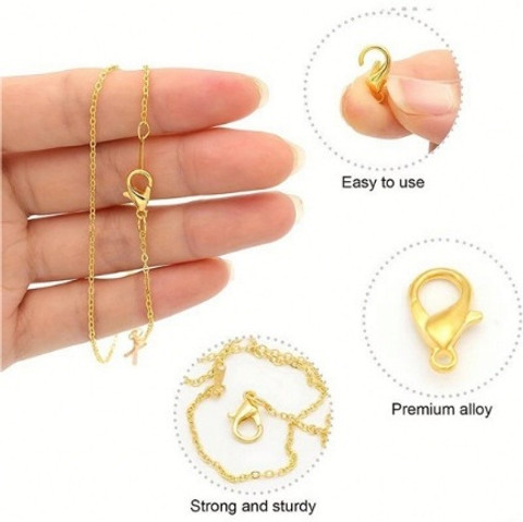 NAVMAV Pack of 25Pc Golden Lobster Clasps Hook for Necklace
