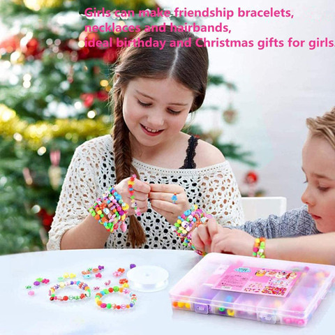 PINK&BLACK Beads for Kids DIY Bracelet Set Children's Jewelry Making Kit  Bracelets Necklace