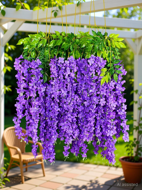 well art gallery 6 Artificial Wisteria Hanging Flowers,Garland  3.6Feet,indoor outdoor Home Decor Purple Westeria Artificial Flower Price  in India - Buy well art gallery 6 Artificial Wisteria Hanging Flowers,Garland  3.6Feet,indoor outdoor Home
