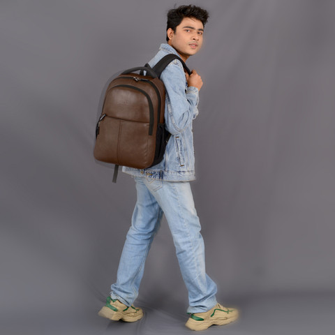 brown faux leather backpack men The Jacket Maker Philos Vintage Tan Real Cotton lining Walker Leather Backpack | Vintage