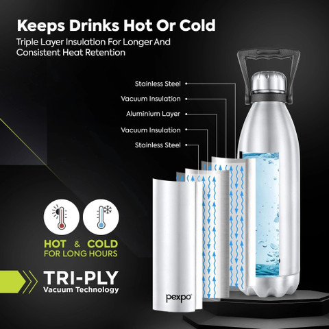 pexpo Echo 1800, Hot and Cold thermosteel Water Bottle With Carry