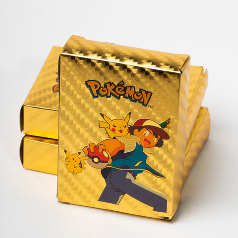 pokemon gold card box MOONZA Waterproof 55pcs Pokemon Gold Card Box V Series Vmax Gx Playing