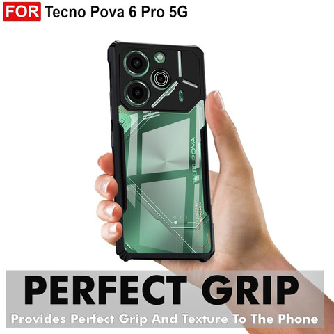 VAPRIF Back Cover for Tecno Pova Pro 5G, Transparent Hybrid Hard