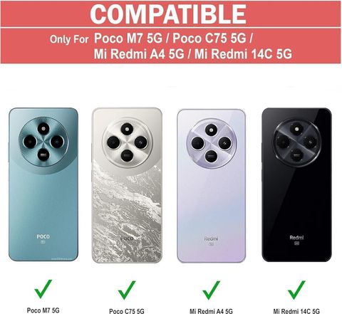 Cover per Xiaomi Poco M7 / Poco C75 Case PU Pelle Custodia [Kickstand] [Chiusura magnetica] [Slot per Schede], Portafoglio Flip Custodia per Xiaomi Redmi 14C / 14R / A3 Pro / A4,Aurora,Rosa
