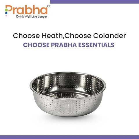 PRABHA Stainless Steel Chinese Colander for Washing Rice, Fruits