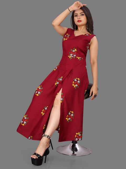 tanvi creation Women Fit and Flare Multicolor Knee Length Dress