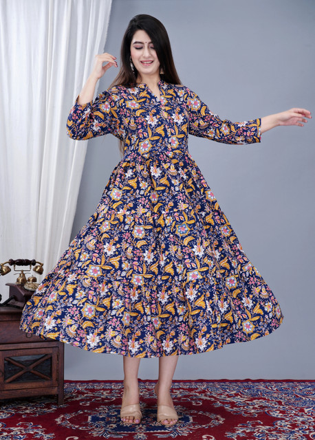 Flipkart Dresses Q MUDRAS FASHION Women Maxi Multicolor Full