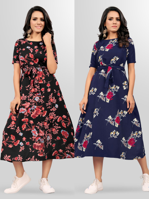 MAA FAB Women Maxi Multicolor Full Length Dress