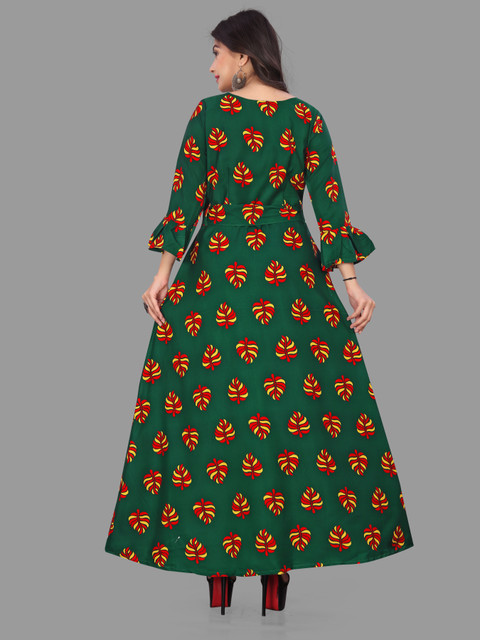 Modli 20 Fashion Women A-line Green, Yellow, Red Maxi/Full Length Dress