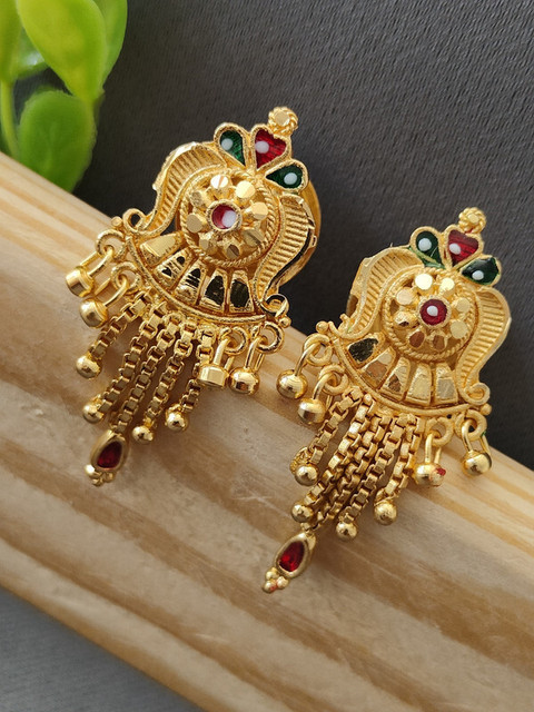 VRAJ FASHION JEWELLRY GRAM GOLD PLATED STUD EARRINGS WITH SCREW BACK TYPE  FOR Brass Stud Earring