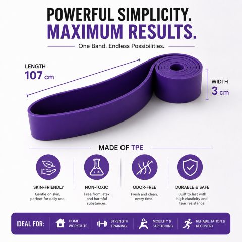 Shopeleven Strength with Resistance Bands - Perfect for Home Gym, Workouts, Yoga & Pilates Resistance Band (Purple, Pack of 1) - Image 5
