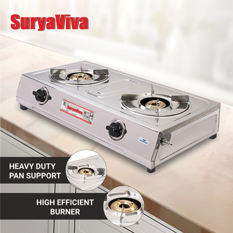 SURYAVIVA VS2 2b Stainless steel stove Cast Iron burner(Silver