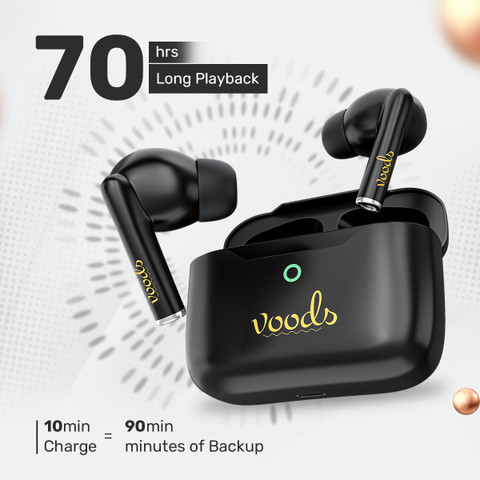 Voods V airbuds Active Wireless Earbuds with 70hrs Playback, Quad Mics,  Quick charge Bluetooth