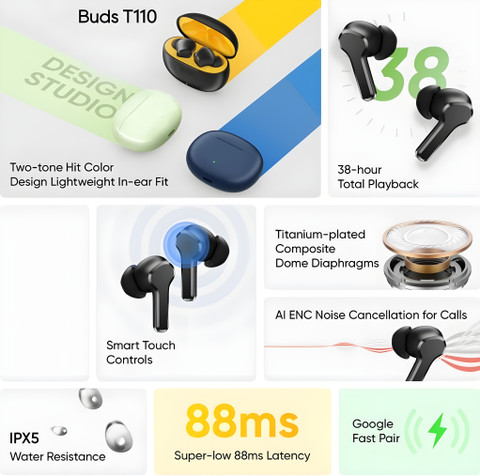 In India Earbuds Brand List Yildiz Buds T110 (RMA2306) Wireless