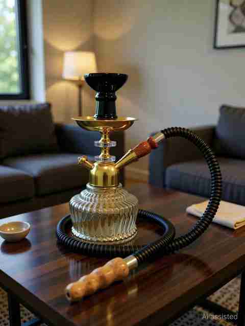 SMOCK STRECH 10 inch Glass, Stainless Steel, Iron Hookah (Gold) - Image 2