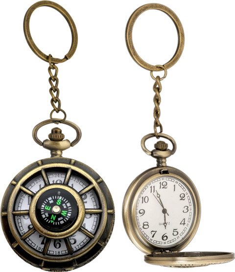 GT Gala Time Magnetic Compass Theme Pocket Watch Vintage Antique Metallic  Gift Key Chain Key Chain