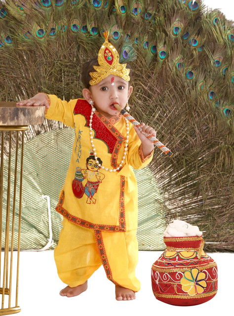 Baby Girl Sri Krishna Dress Set For Babies Traditional Krishna