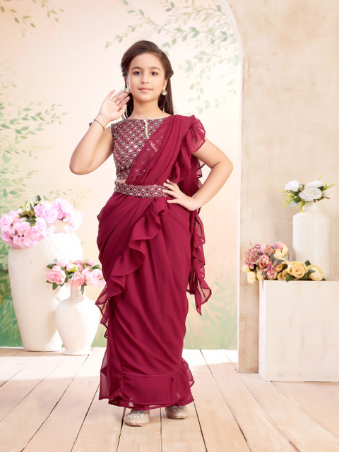 Tasrika Indi Girls Lehenga Choli Ethnic Wear Embellished Lehenga, Choli and  Dupatta Set