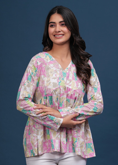 Pingaksh Women Printed Flared Kurta