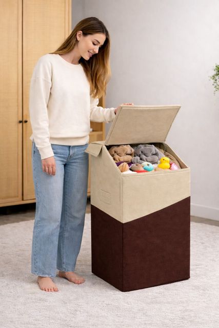 CUTBAZZ 75 L Beige, Brown Laundry Basket - Buy CUTBAZZ 75 L Beige