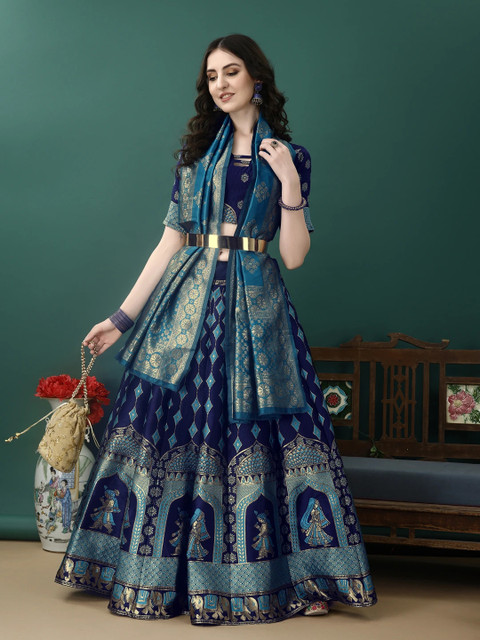 LCHH28NDBYPVGVM4 Self Design Semi Stitched Lehenga Choli