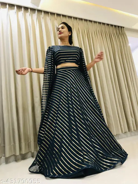 QUEDDY'S Solid Semi Stitched Lehenga Crop Top Buy QUEDDY'S