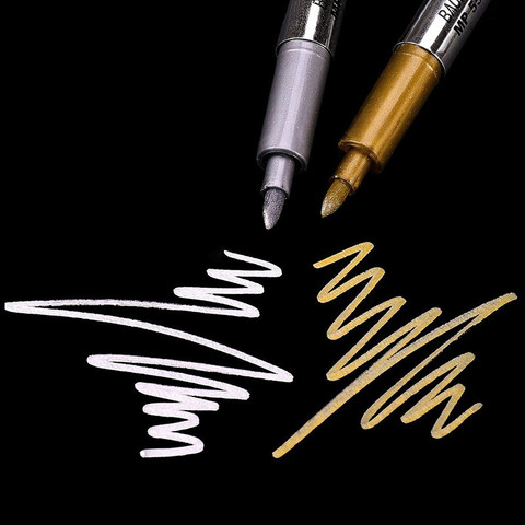 Jubilant Gold and Silver Metallic Marker Pens, Waterproof Permanent Paint  Marker Pen For Painting Cards Writing Signature Craftwork Art (Set of 4)