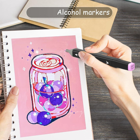 Soucolor Alcohol Markers Set 30 Pc Colour Marker Pen Art Markers Dual Tip  Broad Fine Pencil